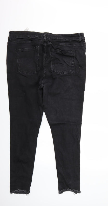Back view of Even & Odd women’s black straight jeans, size UK 36, 28-inch leg