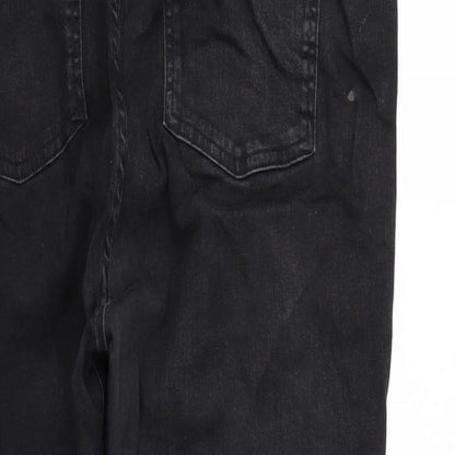 Brand and care label for Even & Odd women’s black straight jeans, size UK 36, 28-inch leg