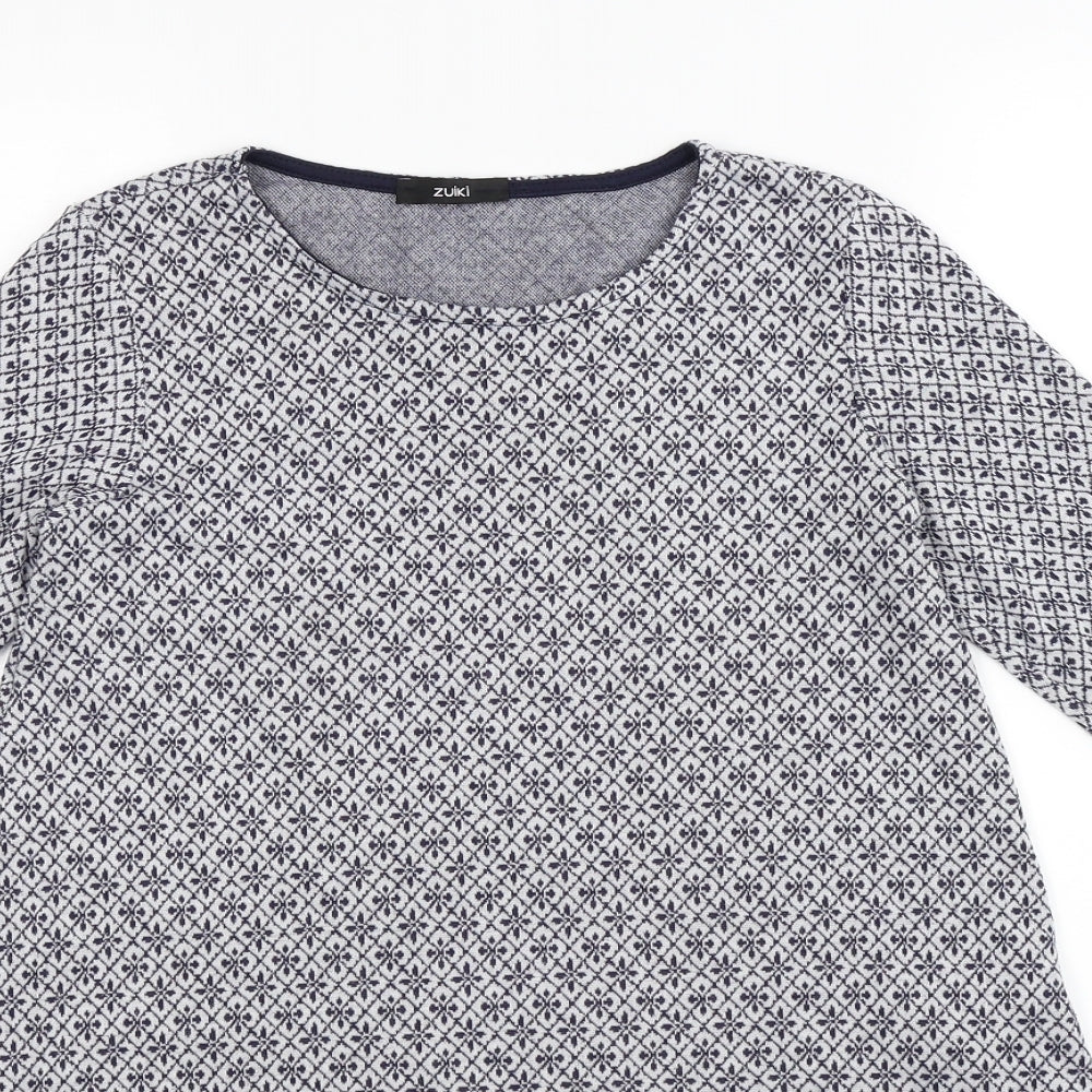 Zuiki Womens Blue Geometric  Pullover Jumper Size S