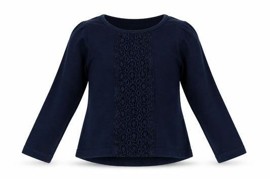 Front view of Crafted girls’ blue basic t-shirt, size 2-3, years