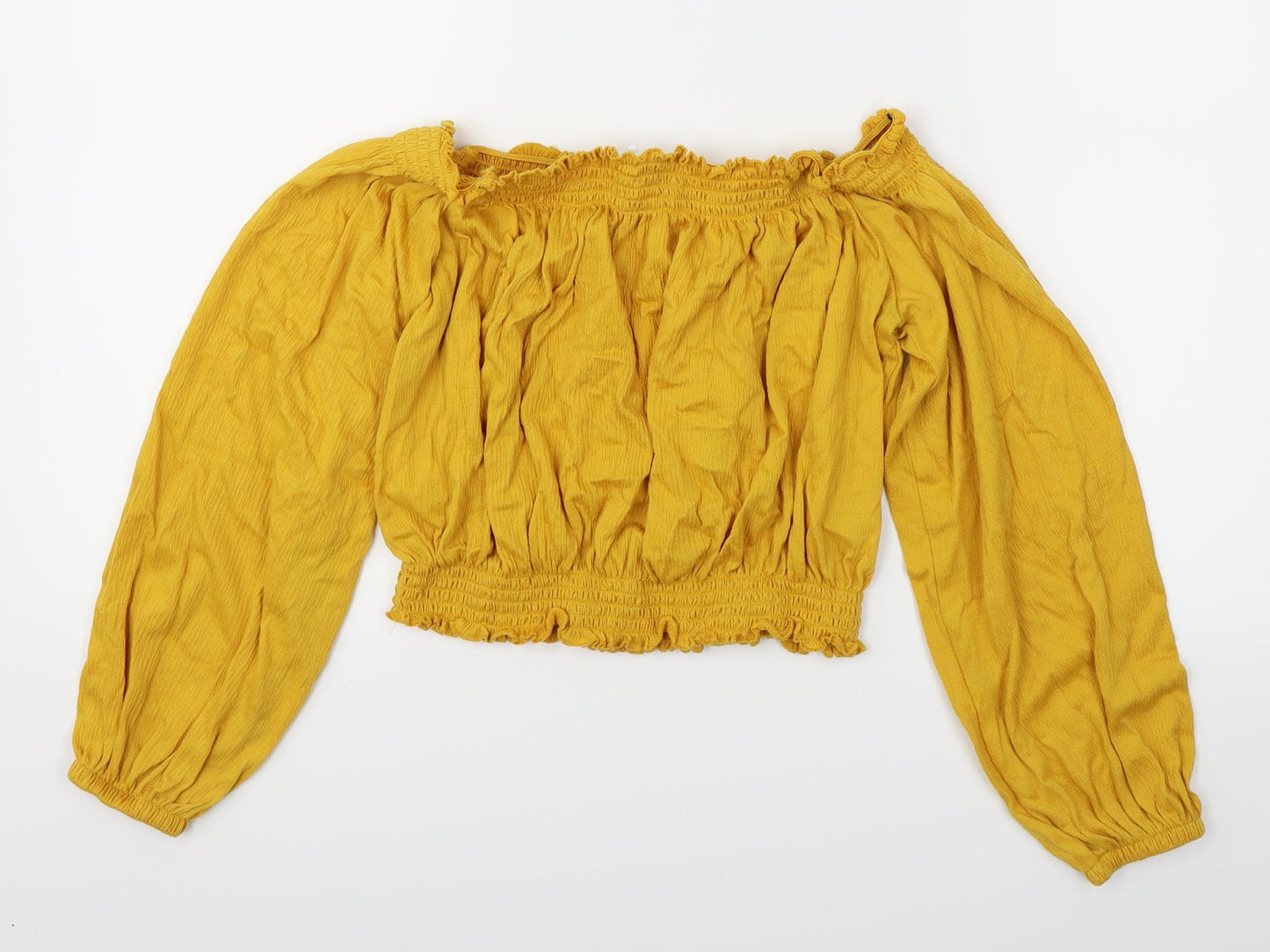 Divided Womens Yellow   Cropped T-Shirt Size L