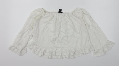 Back view of Atmosphere women’s white cropped blouse, size UK 4