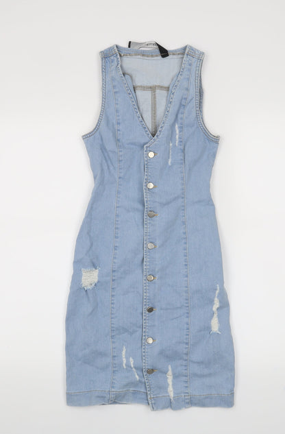 Additional front view of Missguided women’s blue a-line, size UK 4
