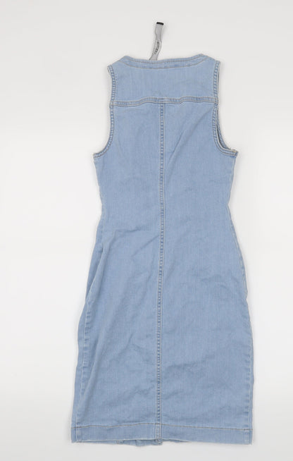 Back view of Missguided women’s blue a-line, size UK 4