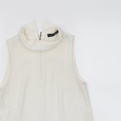 Close-up detail of Atmosphere women’s white basic tank, size UK 6