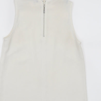 Brand and care label for Atmosphere women’s white basic tank, size UK 6
