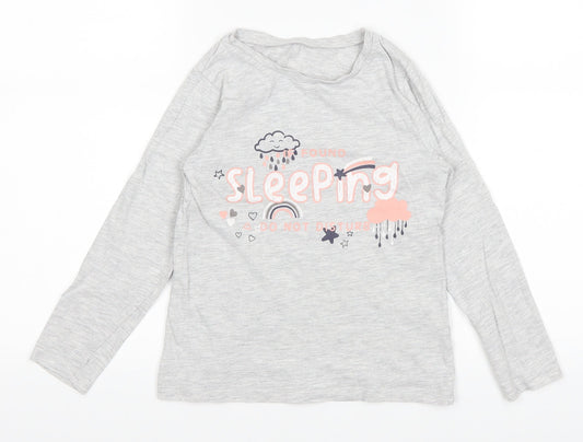 George Girls Grey   Basic T-Shirt Size 6-7 Years