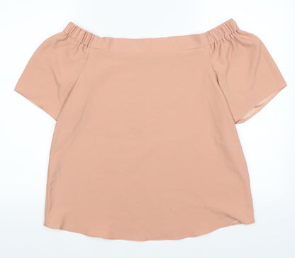 Additional front view of F&F women’s beige basic blouse, size UK 12