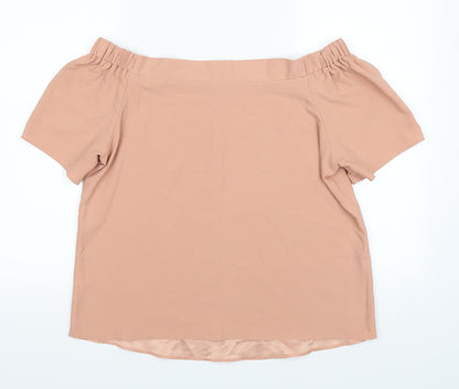 Back view of F&F women’s beige basic blouse, size UK 12
