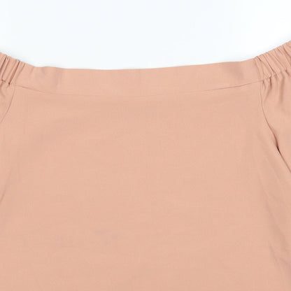 Close-up detail of F&F women’s beige basic blouse, size UK 12