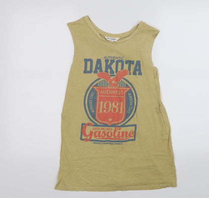 Additional front view of Miss Selfridge women’s yellow basic tank, size UK 10, - dakota