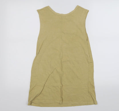 Back view of Miss Selfridge women’s yellow basic tank, size UK 10, - dakota