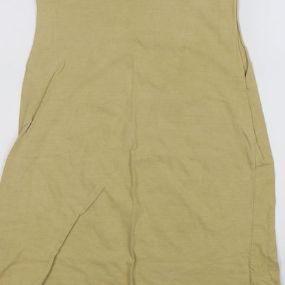 Brand and care label for Miss Selfridge women’s yellow basic tank, size UK 10, - dakota