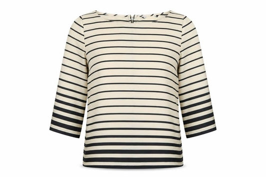Preworn Womens Gold Striped Satin Basic Blouse Size 14
