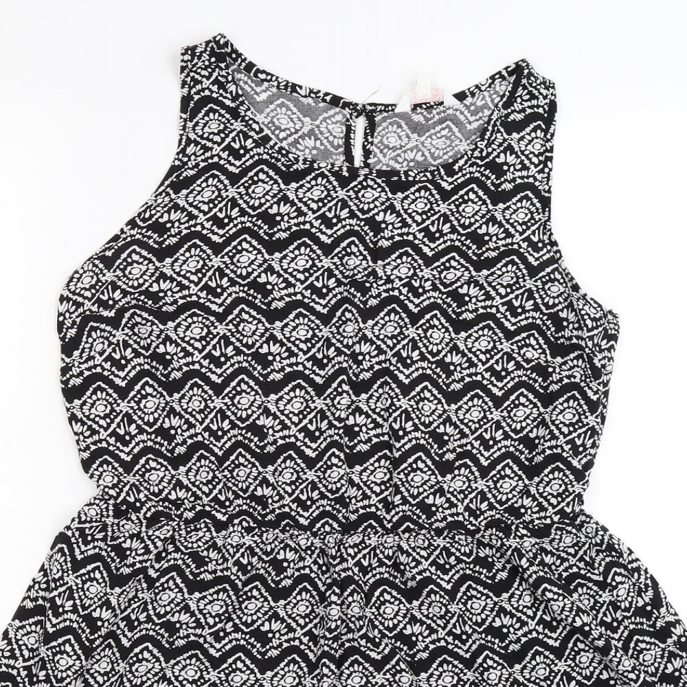 Papaya Womens Black Floral Knit Fit & Flare  Size 12