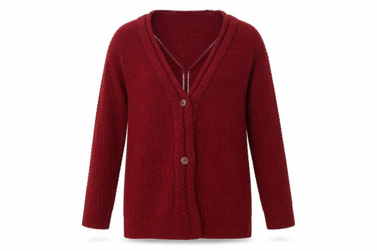 Front view of Boohoo women’s red cape jumper, size S