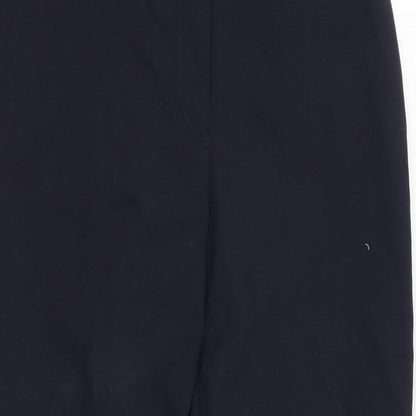 Close-up detail of Alexander women’s blue trousers, size UK 12, 28.5-inch leg