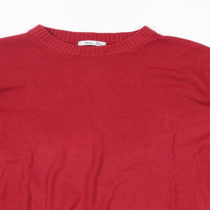 Close-up detail of Berkertex women’s red jumper, size UK 10