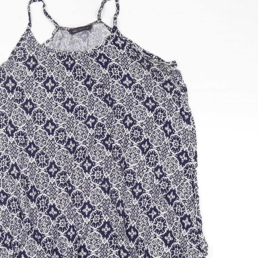 m&s Womens Blue Floral  Basic Blouse Size 10