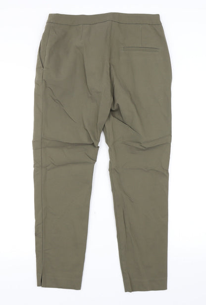 Back view of H&M women’s green trousers, size UK 10, 25-inch leg