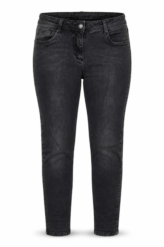 Front view of Yessican women’s black skinny jeans, size UK 34, in, 30-inch leg