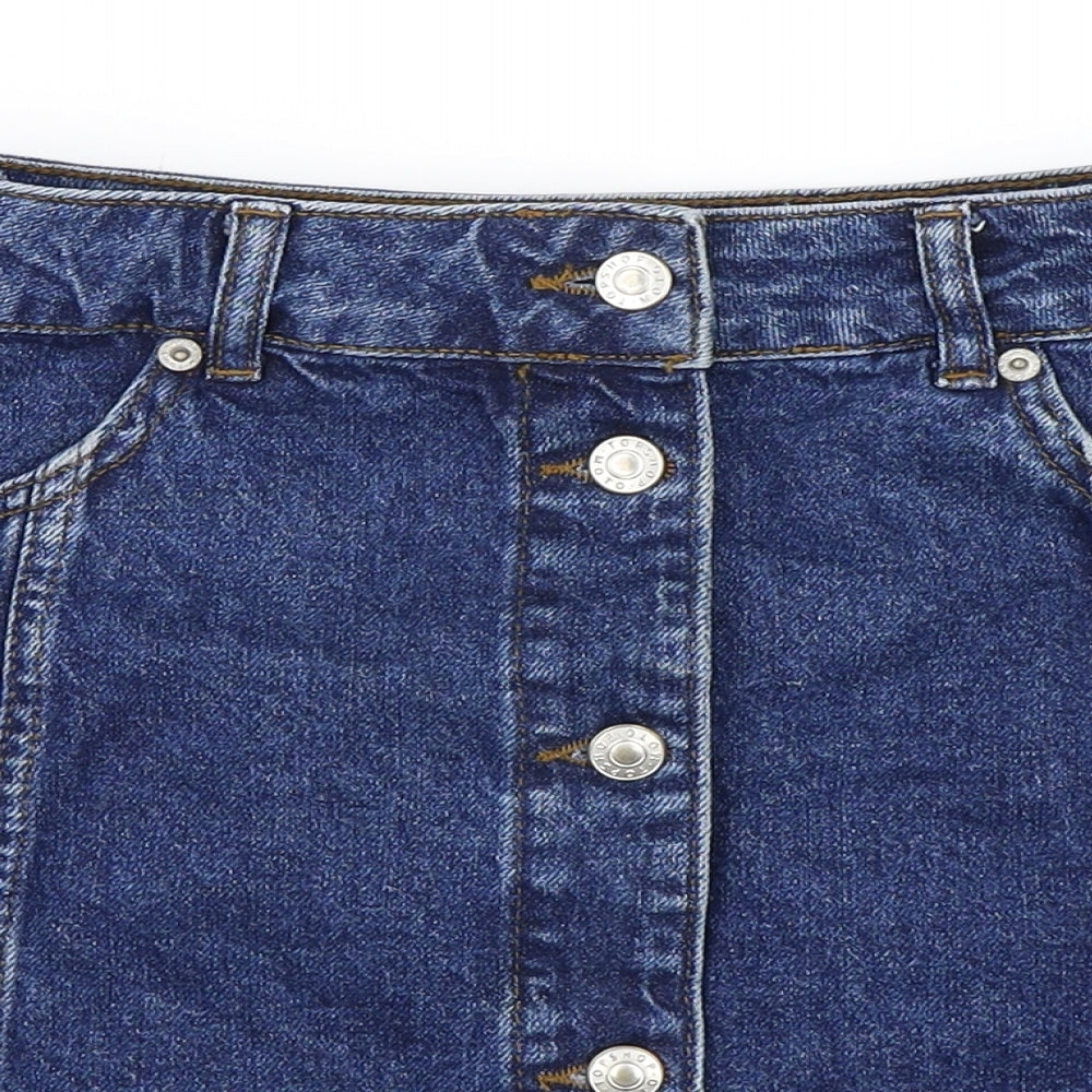Topshop Womens Blue   A-Line Skirt Size 8