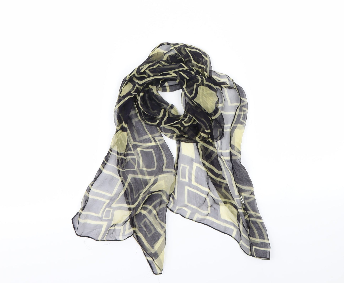 Preworn Womens Black Geometric   Scarf