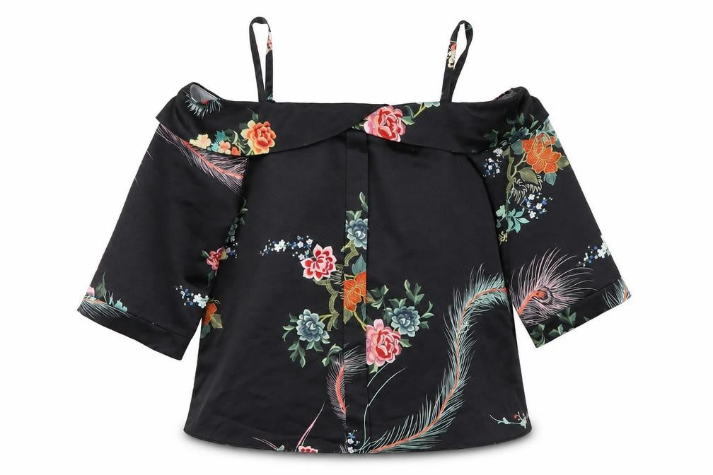 River Island Womens Black Floral  Basic Blouse Size 8