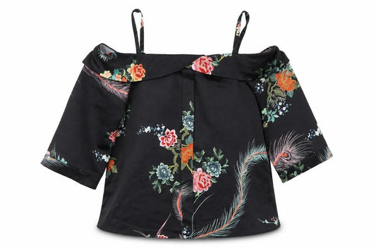 River Island Womens Black Floral  Basic Blouse Size 8