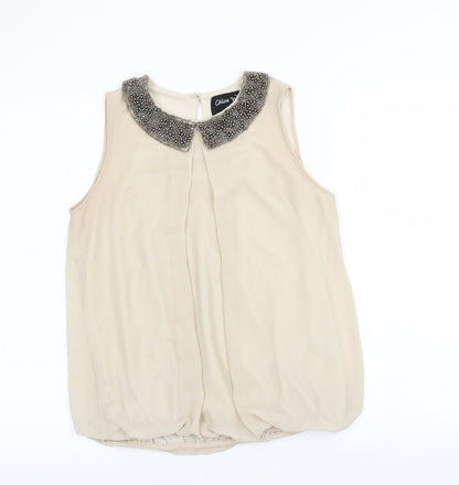 Additional front view of Autonomy women’s beige basic blouse, size UK 10