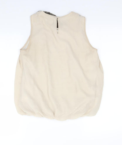 Back view of Autonomy women’s beige basic blouse, size UK 10