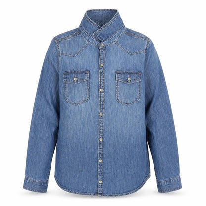 Front view of Gap girls’ blue jacket, size 2XL
