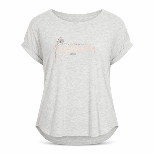 Front view of Zara women’s grey basic t-shirt, size S
