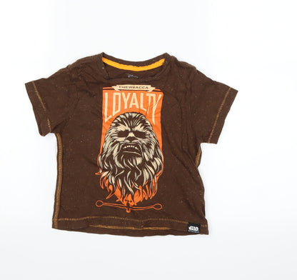 Front view of Star Wars boys’ brown basic t-shirt, size XS