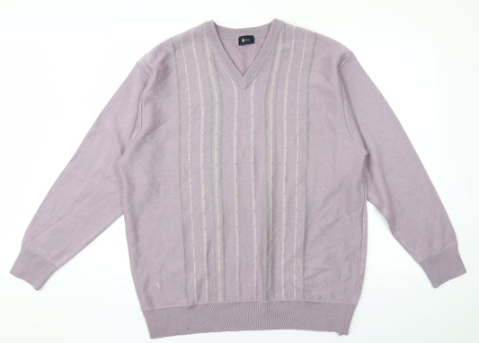 Gabicci Womens Purple Striped Knit Pullover Jumper Size XL
