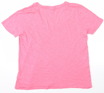 Back view of Emily the Strange women’s pink basic t-shirt, size UK 14