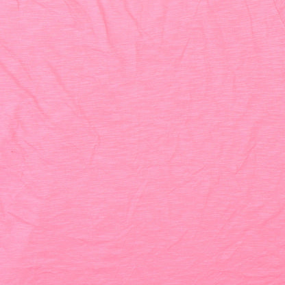 Brand and care label for Emily the Strange women’s pink basic t-shirt, size UK 14