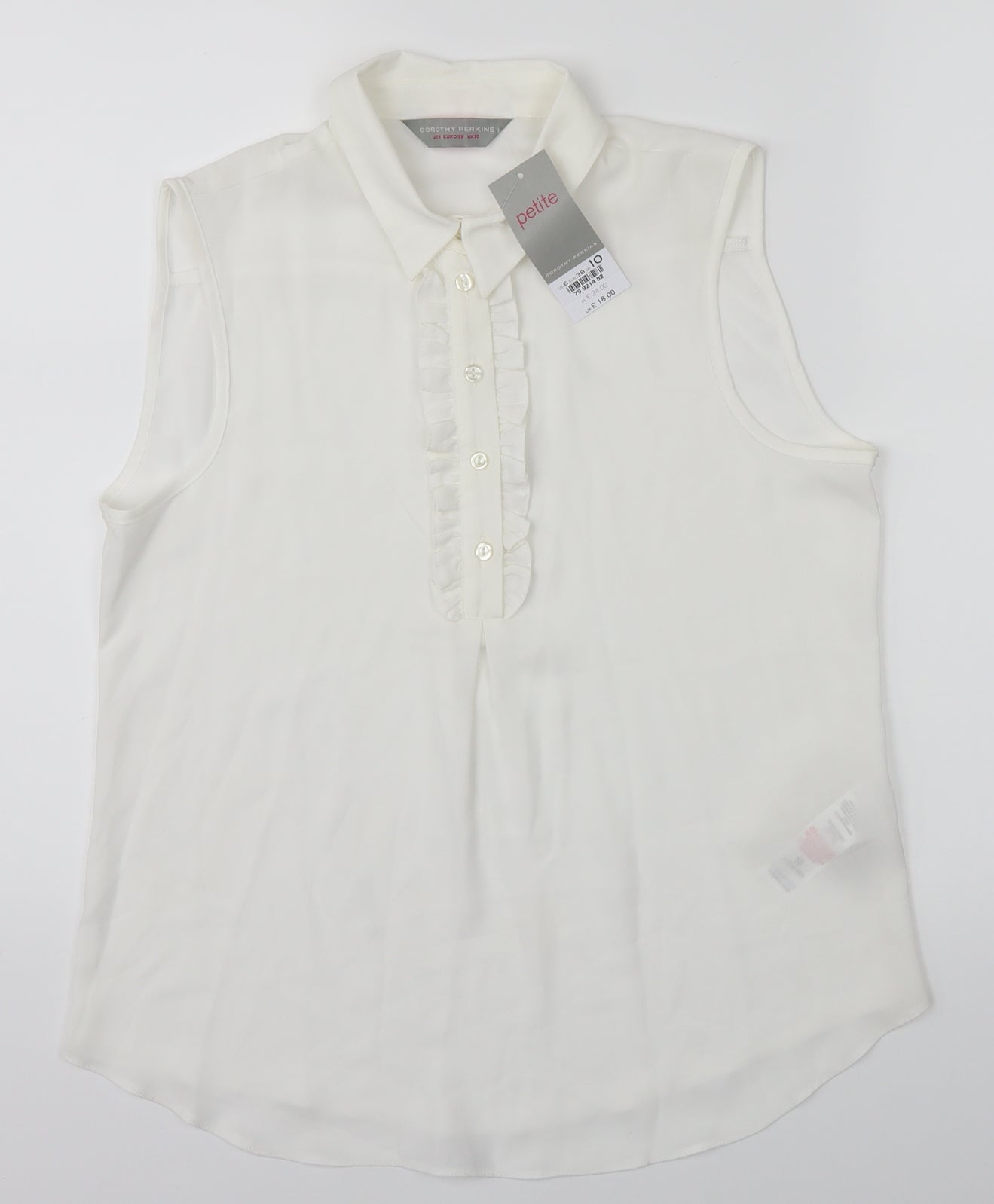 Dorothy Perkins Womens White   Cropped Button-Up Size 10