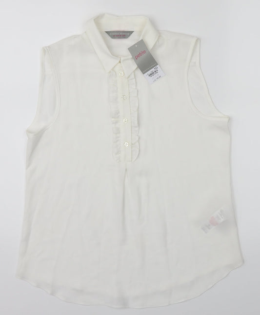 Dorothy Perkins Womens White   Cropped Button-Up Size 10
