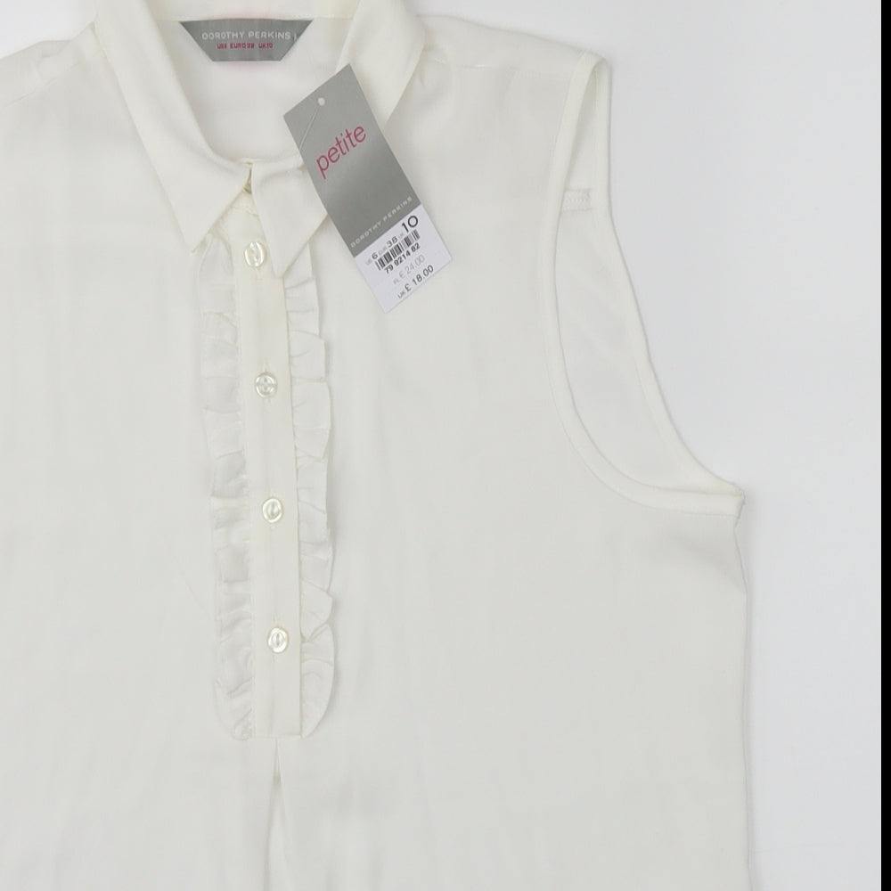 Dorothy Perkins Womens White   Cropped Button-Up Size 10