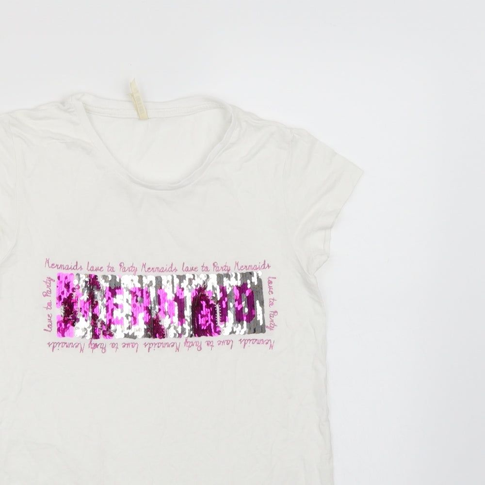 Young Dimension Girls White   Basic T-Shirt Size 11-12 Years