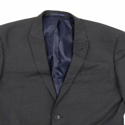 Close-up detail of Next men’s grey rayon jacket suit jacket, size 42