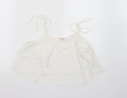 Additional front view of Miss Selfridge women’s white chiffon cropped tank, size UK 10