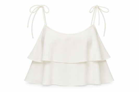 Miss Selfridge Womens White  Chiffon Cropped Tank Size 10