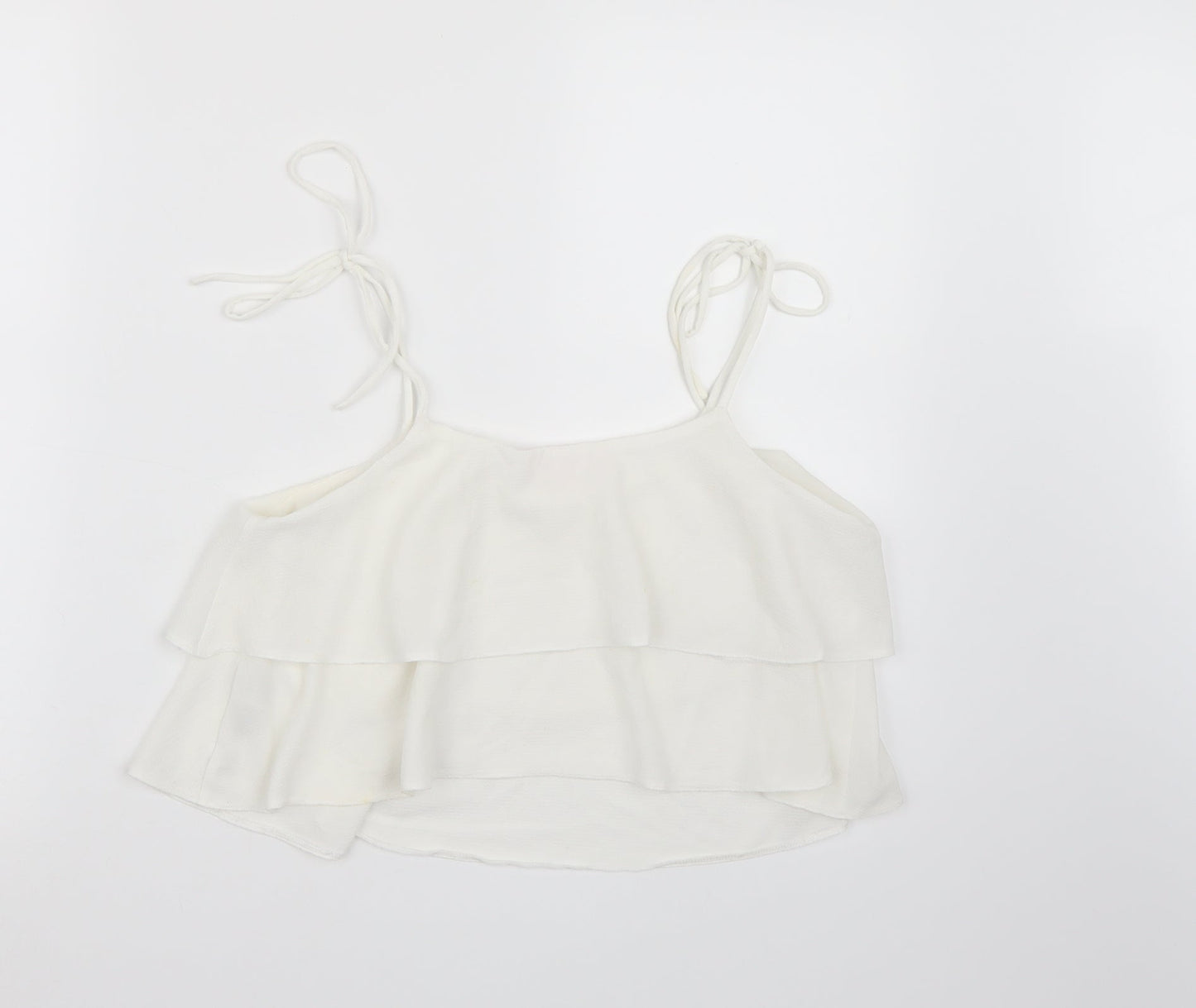 Miss Selfridge Womens White  Chiffon Cropped Tank Size 10