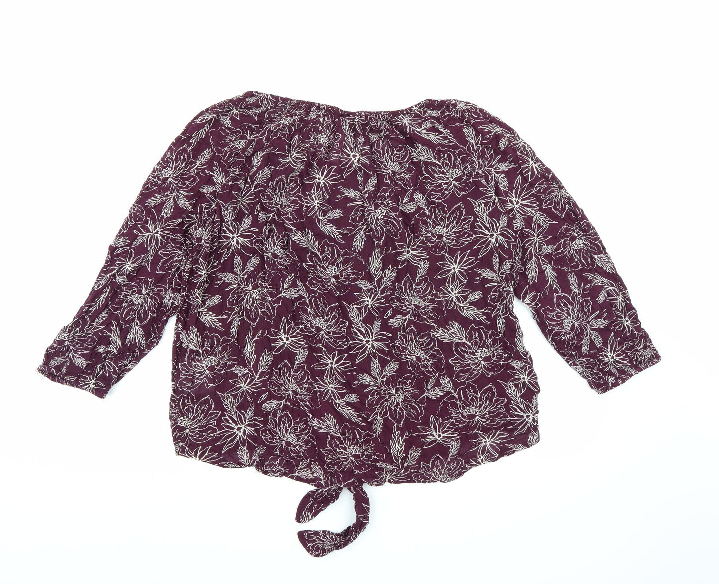 Yessica Womens Purple Floral Chiffon Basic Blouse Size 14
