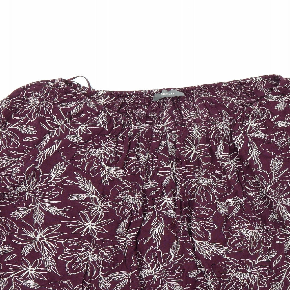 Yessica Womens Purple Floral Chiffon Basic Blouse Size 14