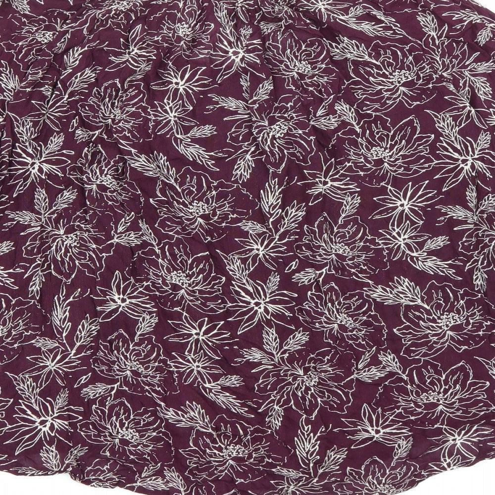 Yessica Womens Purple Floral Chiffon Basic Blouse Size 14
