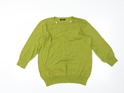 Front view of Bonmarché women’s green jumper, size M