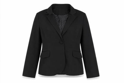 Front view of Preworn women’s black jacket suit jacket, size L